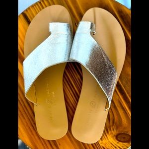 Chinese Laundry Metallic Silver Minimalist slip-on Sandals EUC, 6